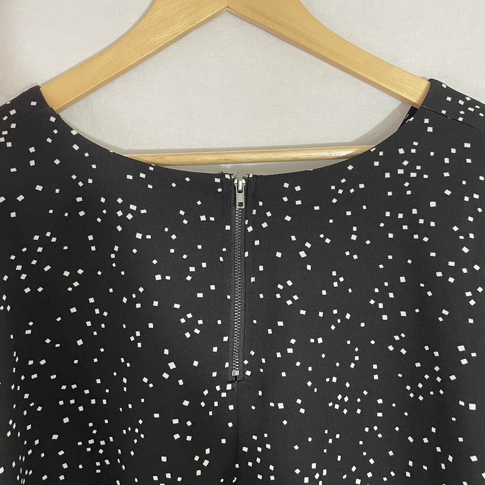 Melloday Top Womens Plus 1X Black White Short Sleeve Geometric - Picture 3 of 6